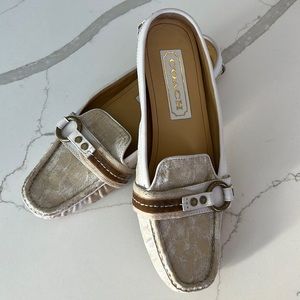 Coach Loafers Flats Bailey White Gold Mule